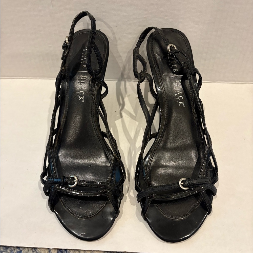 White House Black Market GINA Black Strappy Heels
